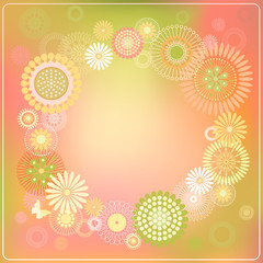 Round frame of flowers