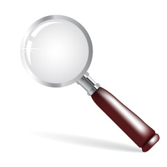 Magnifier brown, white background, shadow