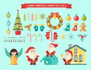 Merry christmas. Vector winter icons and elements