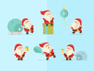Merry christmas. vector winter background. Santa set