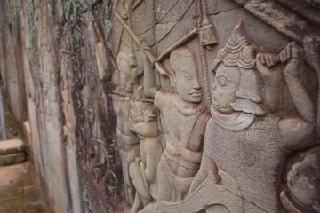 Fototapeta na wymiar Carvings at Angkor Wat