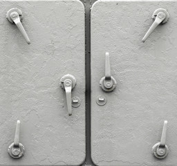 Detail of metal ship doors