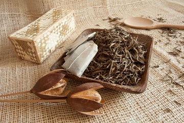 Dried tea leaves