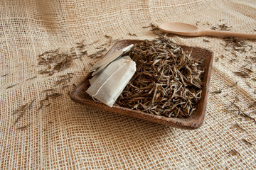 Dried tea leaves