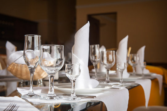 table setting for a holiday in the restaurant