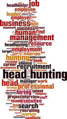 Head hunting word cloud concept. Vector illustration