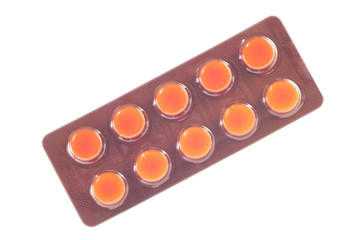 Medicine tablet in brown blister pack