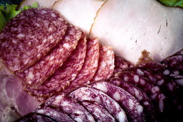 The background - detail of sliced salami
