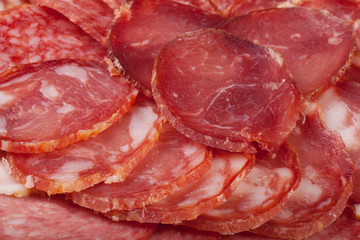 The background - detail of sliced salami