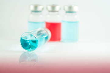 Shadow effect of Blue liquid in injection vials