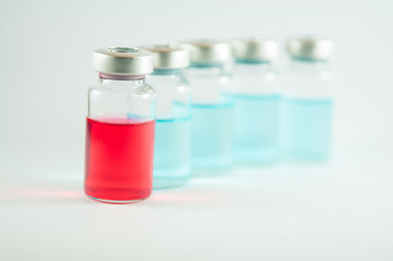 Red liquid in injection vials
