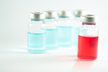 Red liquid in injection vials