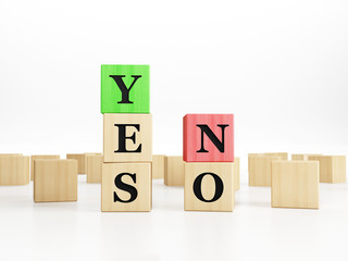 Yes No words from toy blocks