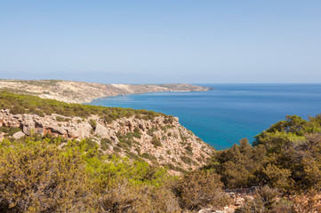 Fototapeta premium The east coast of Gavdos. View to the north to Crete
