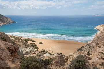 Fototapeta na wymiar The beach Potamos at the northwest coast of Gavdos
