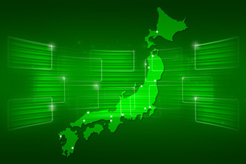 Japan Map World map News Communication green