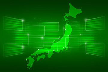 Naklejka premium Japan Map World map News Communication green