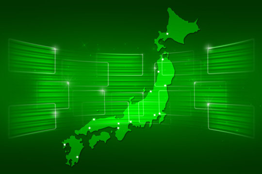 Japan Map World map News Communication green
