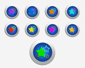 Nine colors stars on the buttons