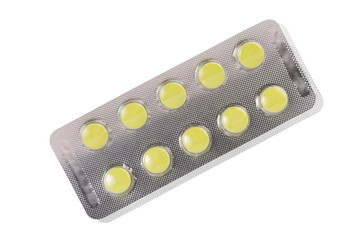 Green tablet in blister pack