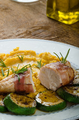 Chicken Breast with Black Forest ham and pea puree