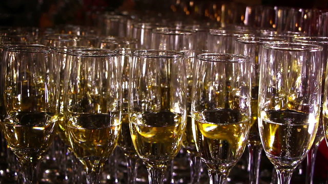 Glasses with champagne ready for a party