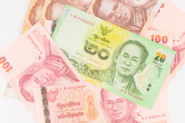 thai banknote on white background