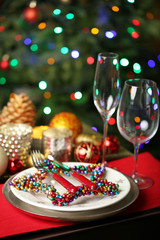 Serving Christmas table in room