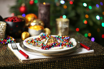 Serving Christmas table in room