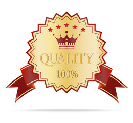 Luxury Gold and red ribbon quality guarantee shields label