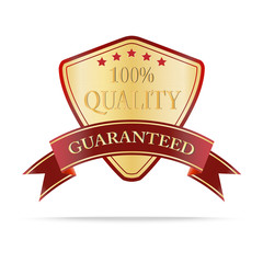 Luxury gold and red quality shields label