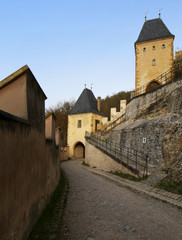 Fototapeta na wymiar Romantic castle gate and towers.