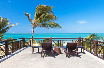 terrasse avec vue sur mer, île Rodrigues, Maurice
