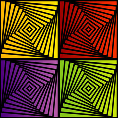 Colorful optical illusion with squares