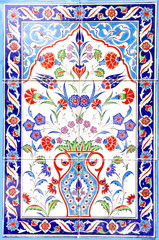 traditional turkish floral ornament on tiles