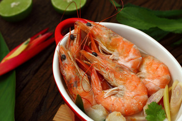 Sour prawn soup is Thai food.