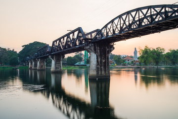Fototapeta na wymiar long exposure photography at river kwai bridge in Kanchanaburi ,