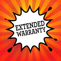 Comic book explosion with text Extended Warranty, vector