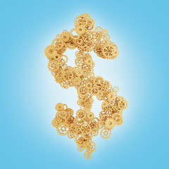 gold gears in form dollar