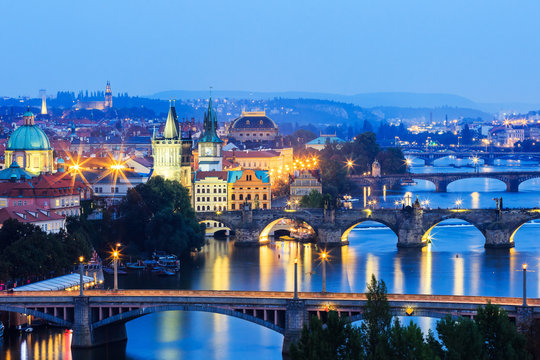 Bridges on Vltava. Prague, Czech Republic