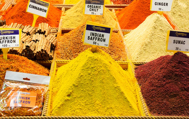 market stall full of spices and herbs