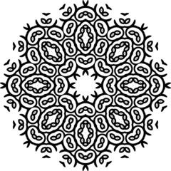 Art Black Floral Seamless Symmetric Pattern On White Background