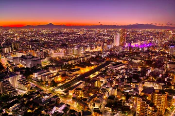 Foto op Plexiglas 東京の夕暮れと富士山 © 7maru
