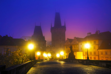 Fototapeta na wymiar The Old Town as seen from Charles bridge in Prague