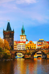 Fototapeta na wymiar The Old Town Charles bridge tower in Prague