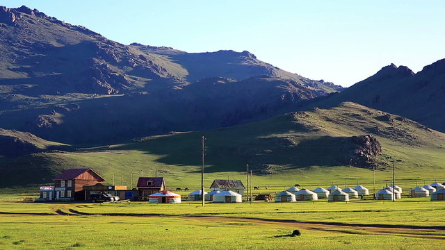 Yurt settlements, Terkhiin Tsagaan Lake, central mongolia