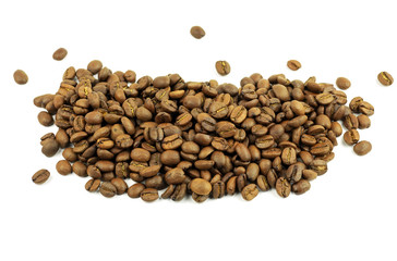 Coffee beans background isolated on white
