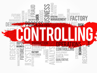 Word cloud of Controlling related items, vector background
