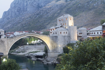 Fototapeta na wymiar Mostar old bridge, Bosnia and Herzegovina.