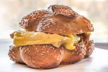 Hearty egg breakfast sandwich